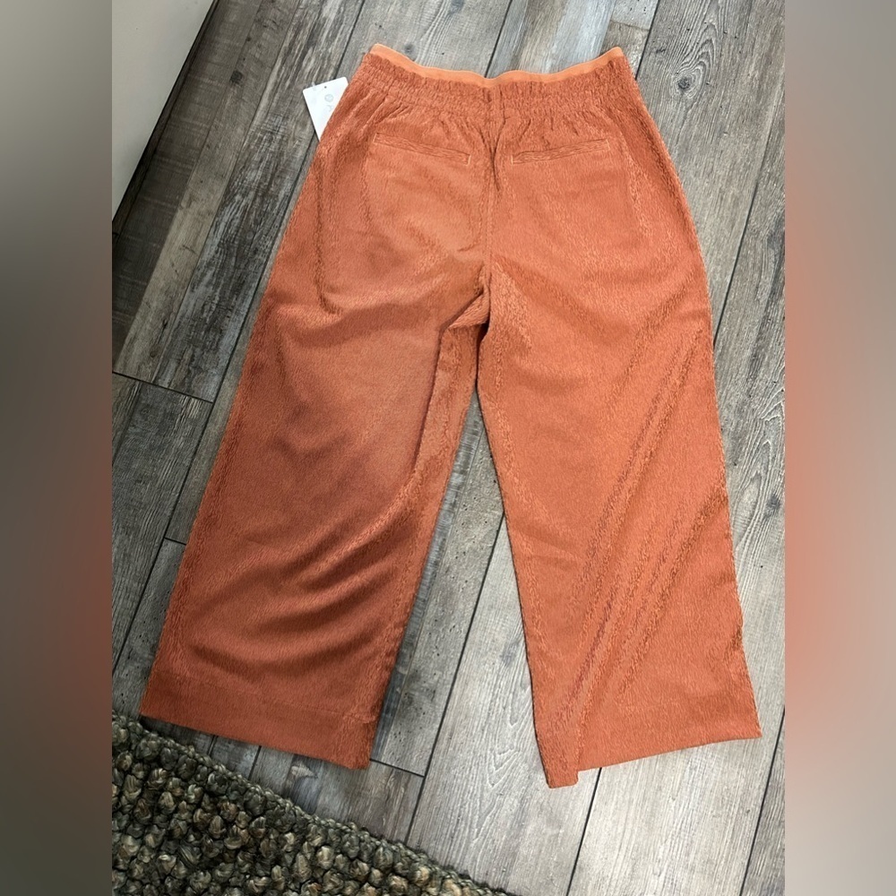 NWT Athleta Echo Wide Crop Elastic Waist Pants - burnt Orange texture - Picture 2 of 4